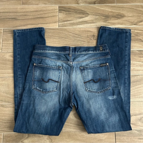 7 For All Mankind Slimmy Blue Denim Jeans - Picture 7 of 8